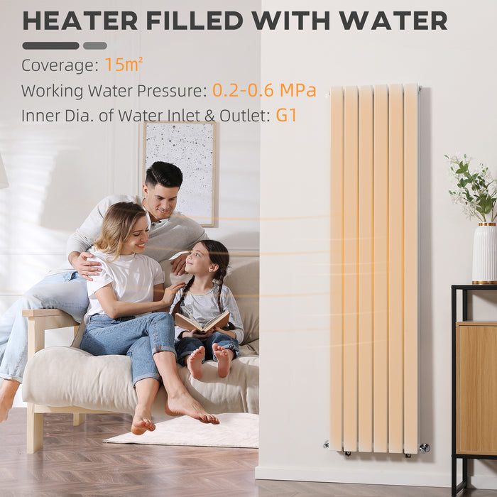 Horizontal Designer Wall-Mounted Water-Filled Radiator - Centralized Space Heating Solution for Bedroom and Home Office - Sleek White Finish for Modern Interiors