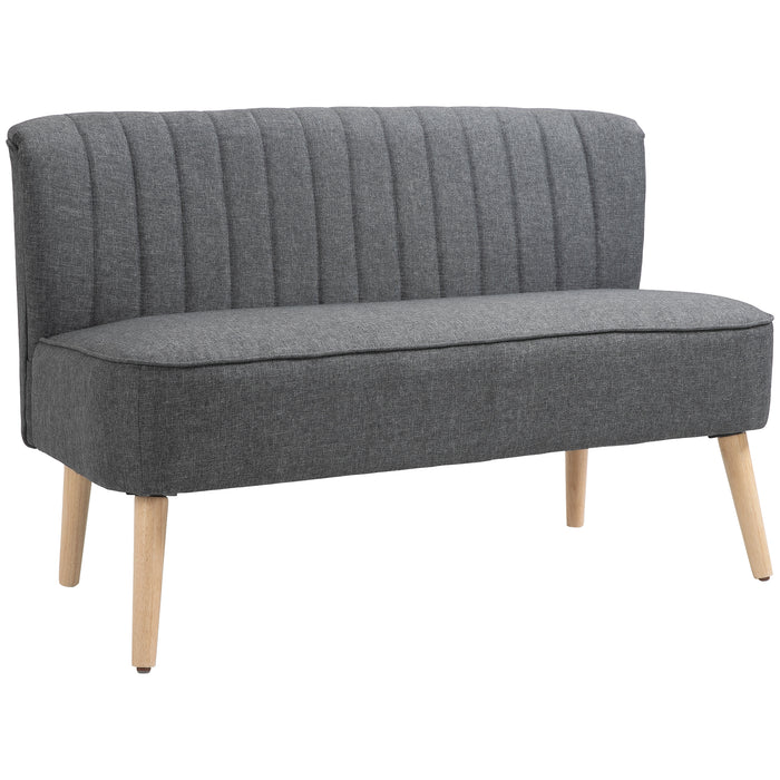 Double Seat Modern Loveseat - Compact 2-Seater Sofa with Padded Linen and Wood Legs - Ideal for Small Spaces and Cozy Interiors