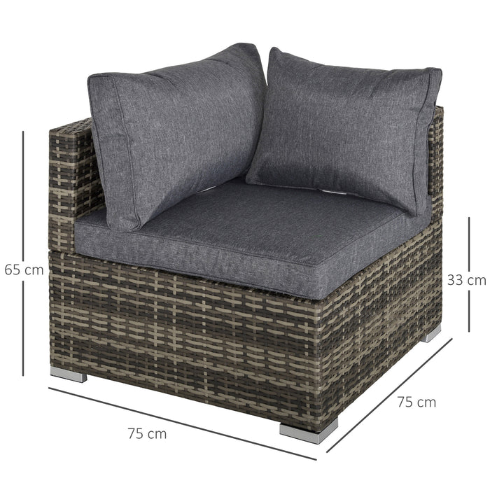 PE Rattan Wicker Single Corner Sofa Chair - Deep Grey Garden Furniture with Cushions - Ideal for Patio and Outdoor Lounging