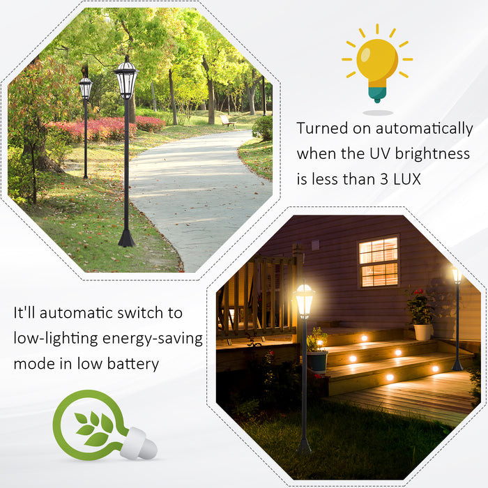 2 PCS Solar LED Garden Lights - Weatherproof Lanterns for Patio, Pathway & Walkway Illumination - Auto On/Off Dusk to Dawn with 6-8 Hours Runtime