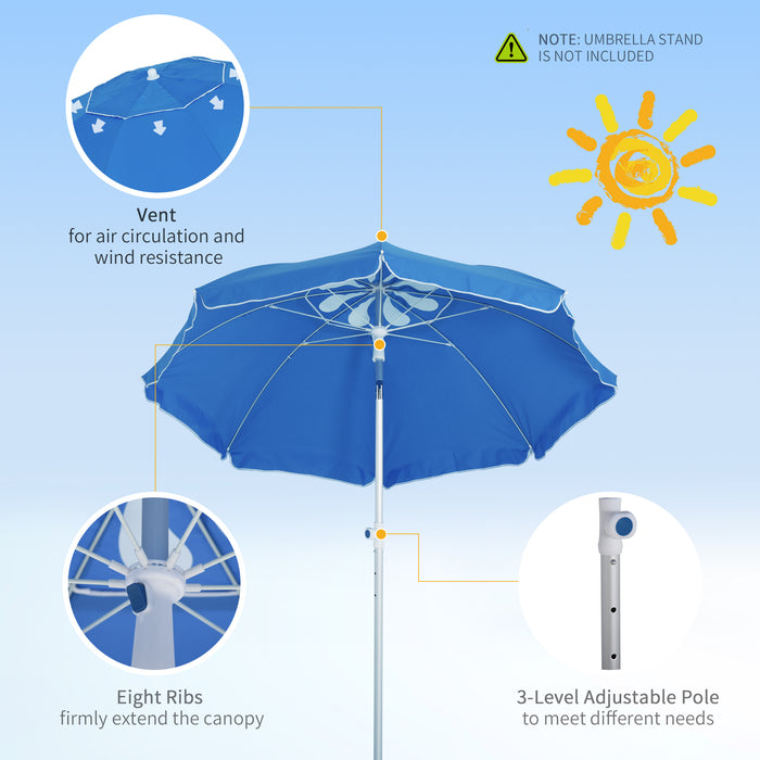 Arc 1.9m Beach Umbrella - Pointed Design with Adjustable Tilt and Carry Bag, Blue - Ideal Sunshade for Outdoor Patio Use