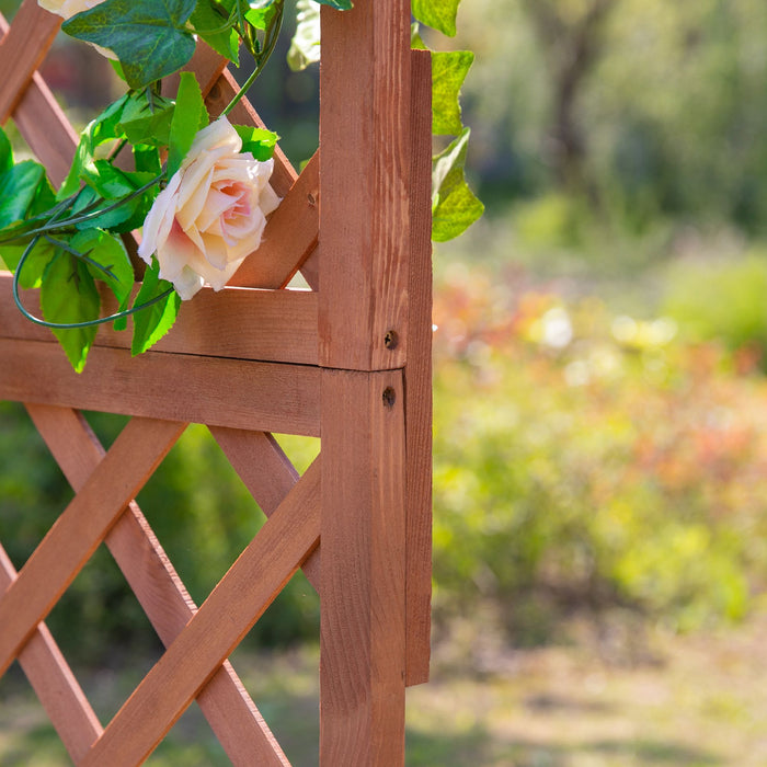 Garden Pine Trough Planter with Trellis Top - Wood Raised Bed for Climbing Plants & Flowers - Ideal for Outdoor Gardening & Decoration