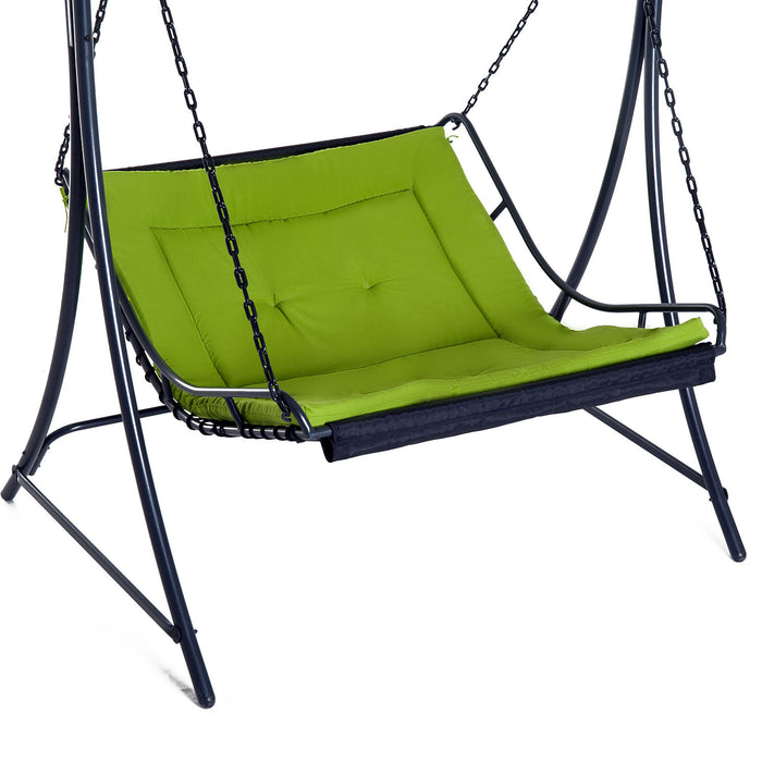 Outdoor Hanging Swing Chair - Durable Green Hammock Seat for Relaxation - Ideal for Garden, Patio, and Backyard Spaces