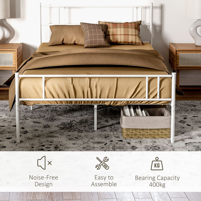 Double Bed Frame with Headboard & Footboard - Sturdy Metal Construction, Slat Support & Underbed Storage - Bedroom Furniture for Space Efficiency