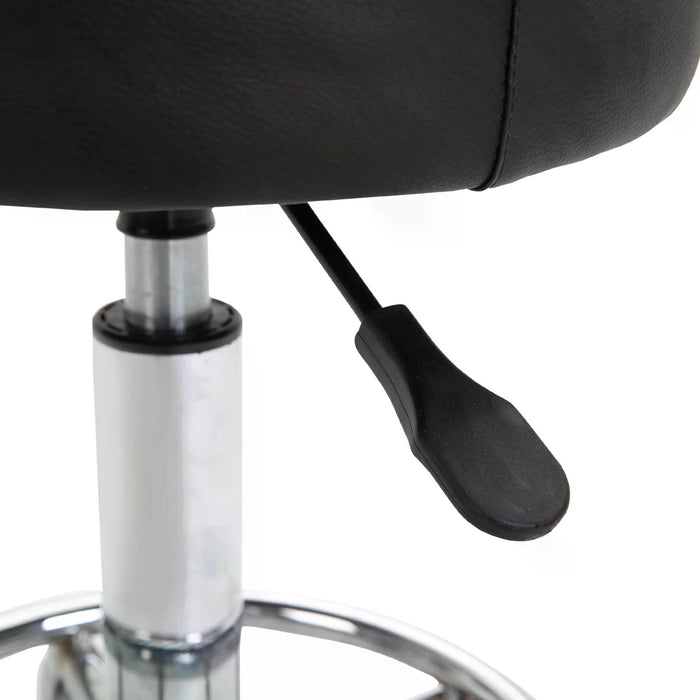 PU Leather Salon Chair - Height Adjustable with 360° Swivel Feature, Black - Ideal for Hairdressers and Beauty Therapists