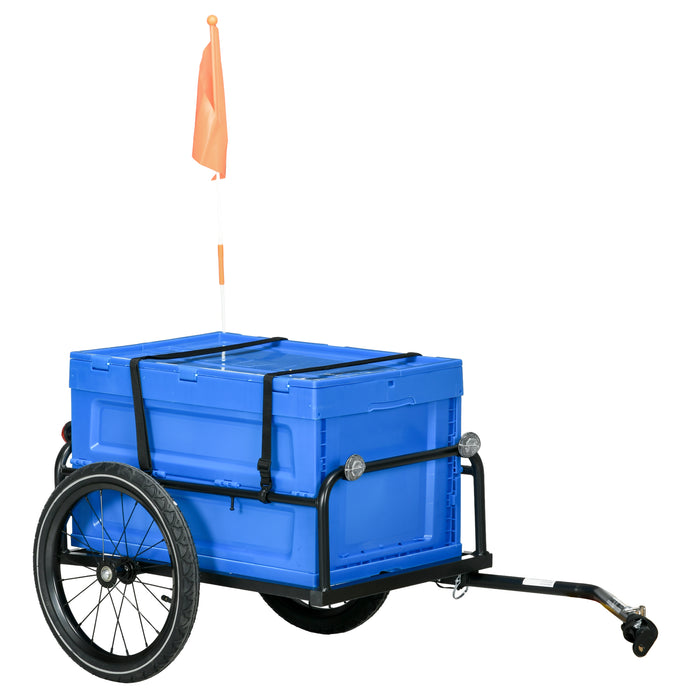 Bike Trailer with 65L Cargo Box - Sturdy Steel Bicycle Carrier, Foldable Design, 40KG Capacity - Ideal for Hauling Gear and Groceries