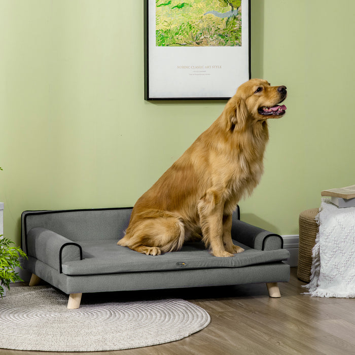 Elevated Dog Sofa with Sturdy Legs - Water-Resistant Fabric Pet Lounge Chair Bed for Medium to Large Dogs, Grey - Comfortable Sleeping Solution for Furry Friends, 100 x 62 x 32 cm