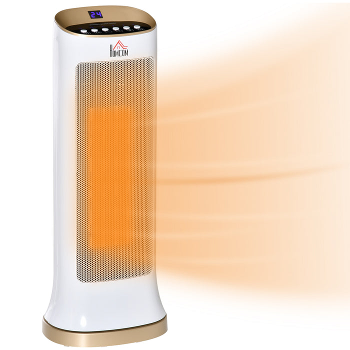 Ceramic Tower Heater with 45° Oscillation - Space Heater with Remote, 8-Hour Timer, Tip-Over & Overheat Protection, Dual Heat Settings 1000W/2000W - Ideal for Home & Office Comfort