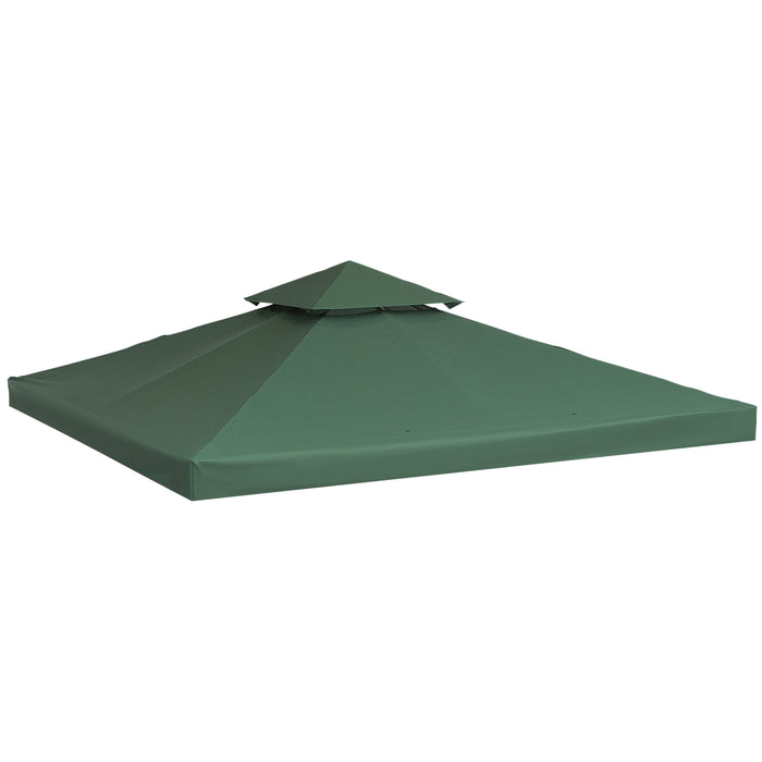 Gazebo Top Cover 3x3m - Double Tier Canopy Replacement, Pavilion Roof, Dark Green - Ideal for Outdoor Shelter and Garden Enhancement