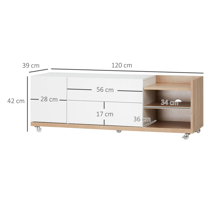 Mobile Entertainment Center - Contemporary Rolling TV Stand with Storage, Fits up to 46-inch TVs - Ideal for Organizing Gadgets & Media Accessories