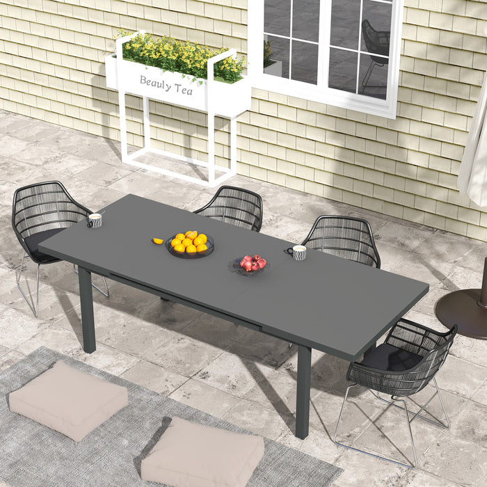 Extensible Aluminum Patio Table - 6-8 Seater Rectangular Outdoor Dining Furniture for Lawn & Balcony - Ideal for Family Gatherings in Charcoal Grey