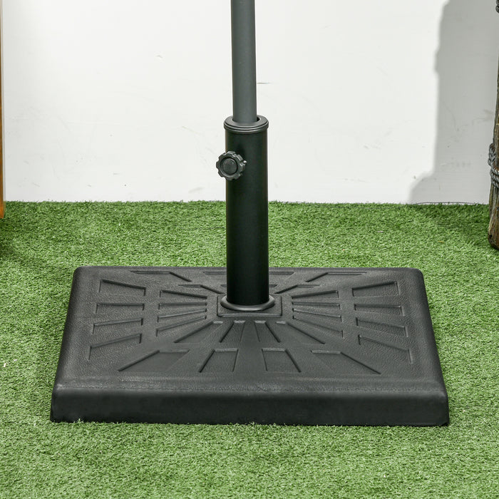 Resin Garden Umbrella Base 19kg - Square Parasol Stand for Φ32mm/Φ38mm/Φ48mm Poles, Outdoor Market Stability - Ideal for Patio, Balcony & Deck Shade Anchoring