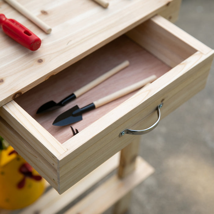 Outdoor Garden Potting Bench - Wooden Work Station with Wheels, Sink, Drawer & Ample Storage - Ideal for Gardeners & Planting Enthusiasts