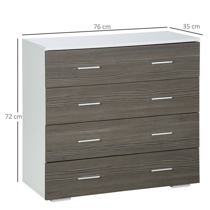 4-Drawer Chest - Grey Storage Organizer for Bedroom and Living Room - Space-Saving Dresser Unit