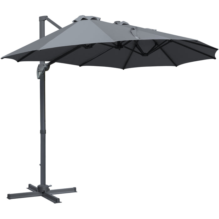 Large Double-Sided 4.5m Cantilever Roma Parasol - Rectangular Garden Umbrella with Crank Handle & 360° Rotation - Ideal for Patio, Outdoor Seating & Benches