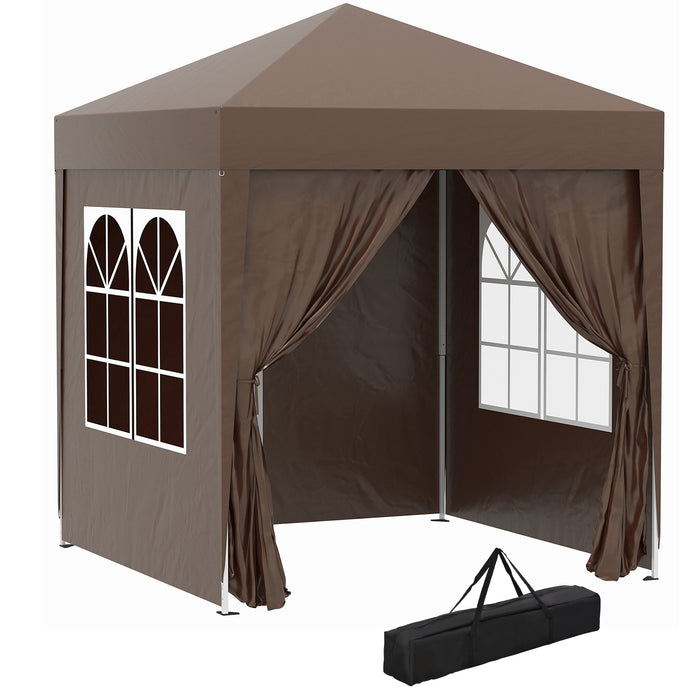 Pop Up Gazebo Canopy 2x2m - Easy Setup Outdoor Shelter in Coffee Brown - Perfect for Garden Parties and Picnics