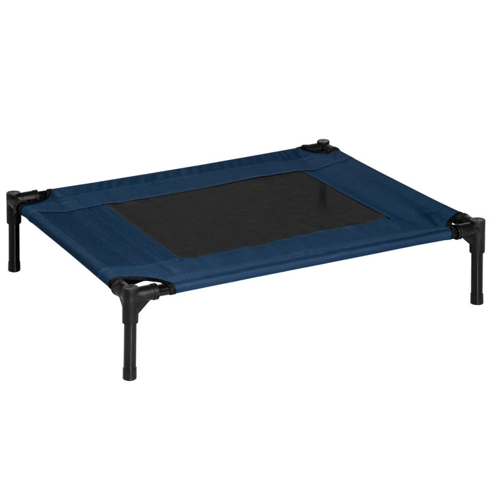 Elevated Pet Cot Bed for Dogs and Cats - Medium Size, Portable Raised Sleeping Basket, Blue - Ideal for Puppy Comfort and Camping Convenience