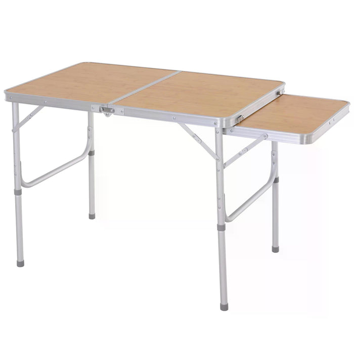 Aluminium MDF-Top 3ft Folding Table - Portable Outdoor Picnic Table in Silver Finish - Ideal for Camping, Tailgating & Backyard Gatherings