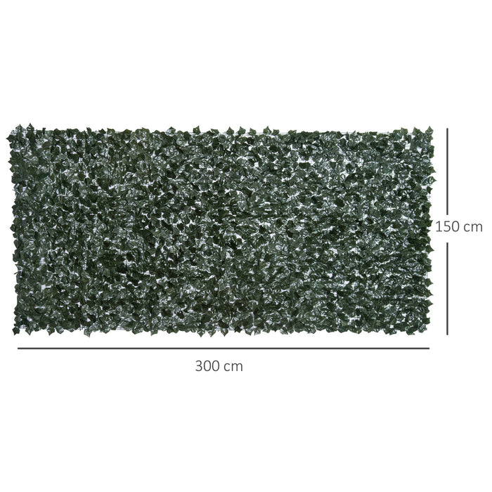 Artificial Leaf Hedge Screen Set - Dual 3 x 1.5m Dark Green Privacy Fences for Outdoor Gardens and Indoor Decor - Creates Secluded Spaces in Home or Commercial Settings