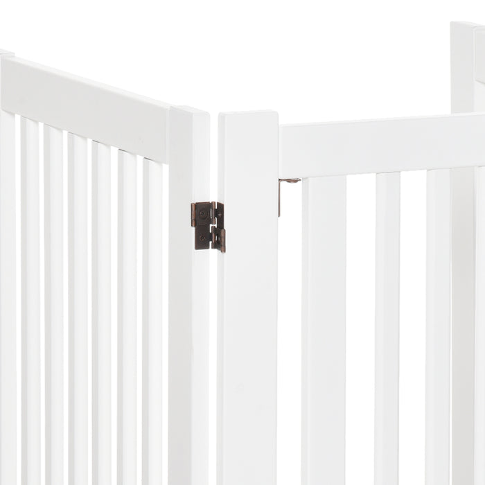 Gates MDF Freestanding Pet Gate - Expandable Wood Barrier with Latched Door for Dogs - Perfect for Doorways & Indoor Spaces