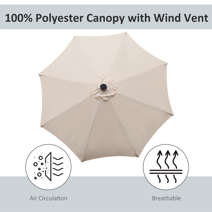 Solar-Powered 24-LED Patio Umbrella in Creamy White - Outdoor Weather-Resistant Illuminated Parasol - Ideal for Nighttime Garden Ambiance