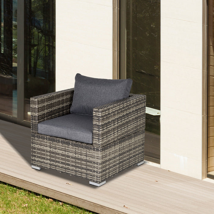 Outdoor Rattan Lounge Chair - Deep Grey, Padded Cushion, All-Weather Patio & Garden Furniture - Ideal for Poolside and Balcony Relaxation