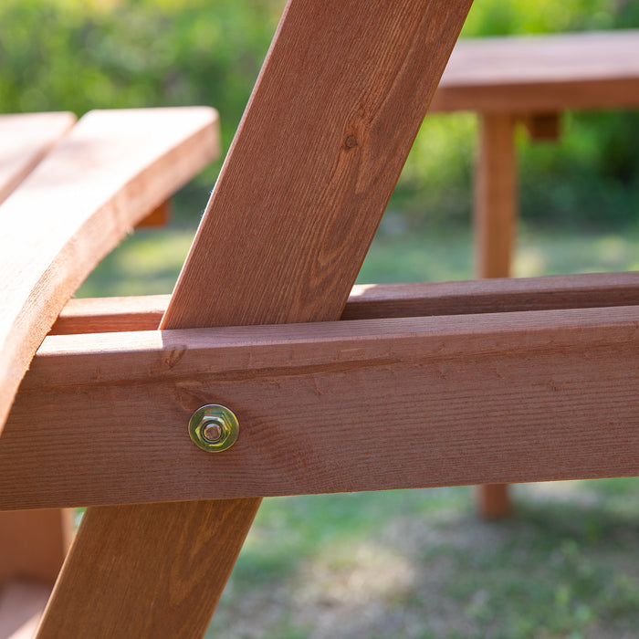 8-Seater Circular Wooden Picnic Bench - Outdoor Garden Patio Pub-Style Table Furniture Set - Ideal for Family Gatherings and Social Events