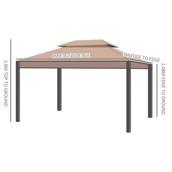 3 x 4m Metal Garden Gazebo - Marquee with Sidewalls, Patio Party Tent Shelter - Ideal for Outdoor Entertainment and Functions