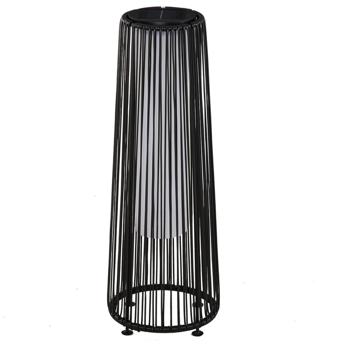 Solar-Powered Wicker Lantern - Woven Resin Patio Garden Lights with Auto On/Off Feature - Ideal for Porch, Yard, Lawn, and Courtyard Ambiance