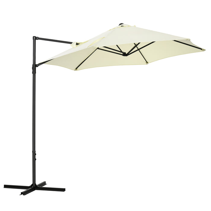 Cantilever 2.5M Parasol - 360° Rotating Offset Roma Patio Umbrella with Sun Shade Canopy - Ideal Outdoor Shelter for Gardens & Patios in Beige