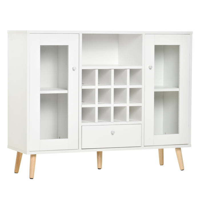 Modern Sideboard with Glass Doors - Elegant Storage Cabinet and Wine Rack - Ideal for Dining Room and Bar Organization