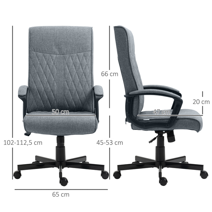 High-Back Linen Swivel Computer Chair - Adjustable Height & Tilt for Comfortable Seating - Perfect for Home Office, Bedroom & Study Spaces