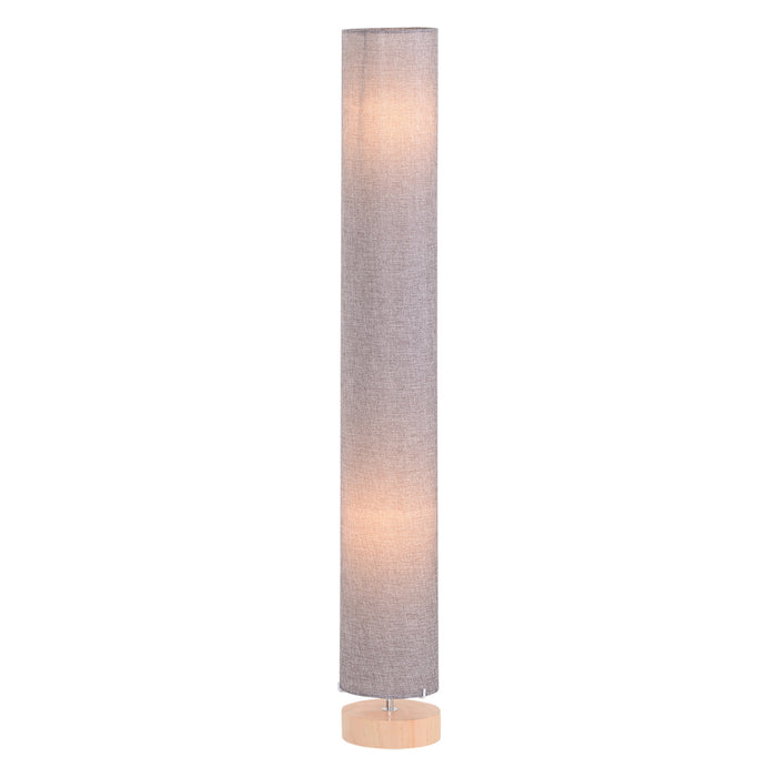 Wooden Base Fabric Floor Lamp, 120cm - Contemporary Grey Linen Shade - Elegant Lighting Solution for Modern Homes