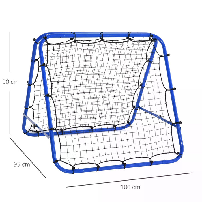 Outdoor Rebounder Training Net - PE Mesh Double-Sided, Sturdy Frame, Blue - Ideal for Solo Soccer Practice or Team Drills