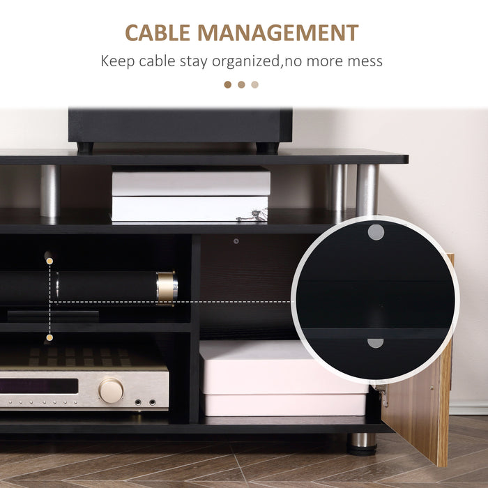 Modern Black TV Stand - 120cm Length, 40cm Width, 52.2cm Height Entertainment Unit - Ideal for Living Room Media Organization