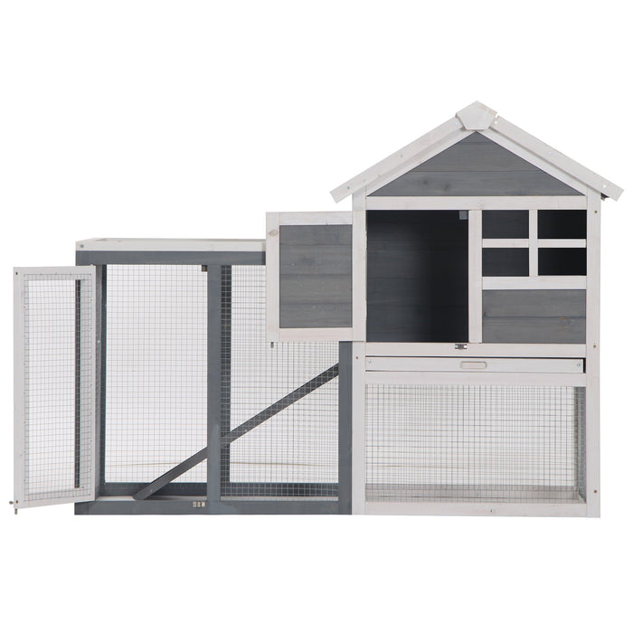 Wooden Guinea Pig and Rabbit Hutch with 2 Tiers - Spacious Cage with Pull-Out Tray and Ramp, 122x62.6x92cm - Ideal for Small Pet Comfort and Easy Cleaning