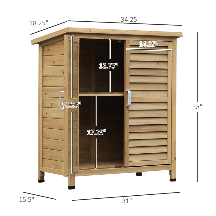 Solid Fir Wood Garden Storage - Sturdy Outdoor Cabinet for Garage Organisation - Ideal for Garden Tool and Equipment Keeping