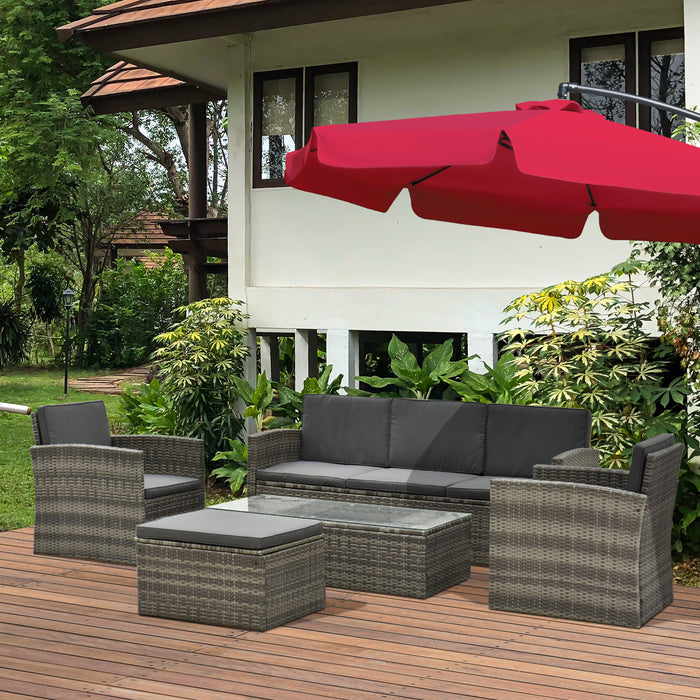 6-Seater Rattan Outdoor Set - Garden Patio Furniture with Table, Grey Finish - Ideal for Entertaining and Relaxation