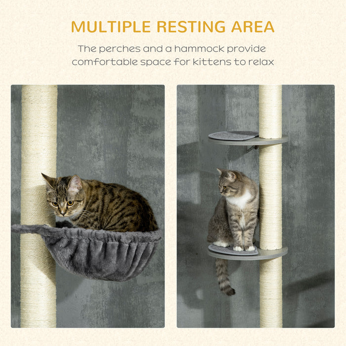 Extra-Tall 250cm Cat Tree - Floor-to-Ceiling Design with Hammock & Scratching Post - Perfect for Playful Cats and Kittens