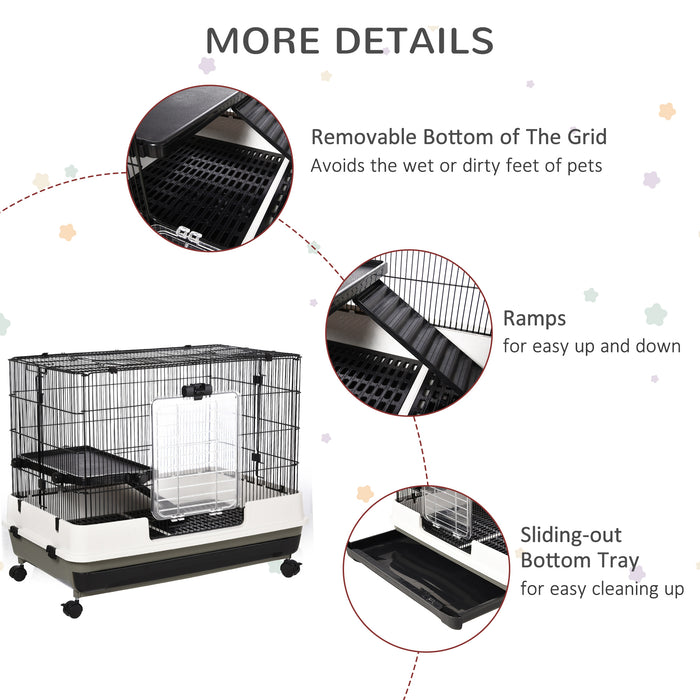 Small Animal Playhouse - Durable Steel Wire Rabbit Cage with Waste Tray - Ideal Home for Pet Rabbits & Rodents