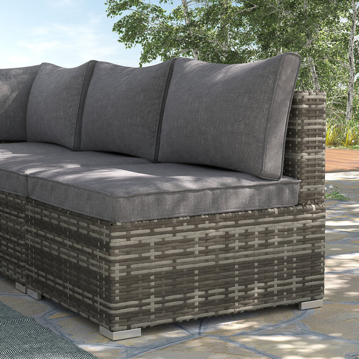 Rattan Single Middle Sofa with Plush Cushions - Comfortable Outdoor Garden Furniture for Relaxation - Perfect for Backyard, Porch, or Poolside Lounging