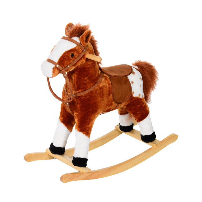 Classic Wooden Rocking Horse with Sound Effects - Sturdy Hand Grips, Timeless Playroom Staple - Ideal Fun Gift for Toddlers and Preschoolers