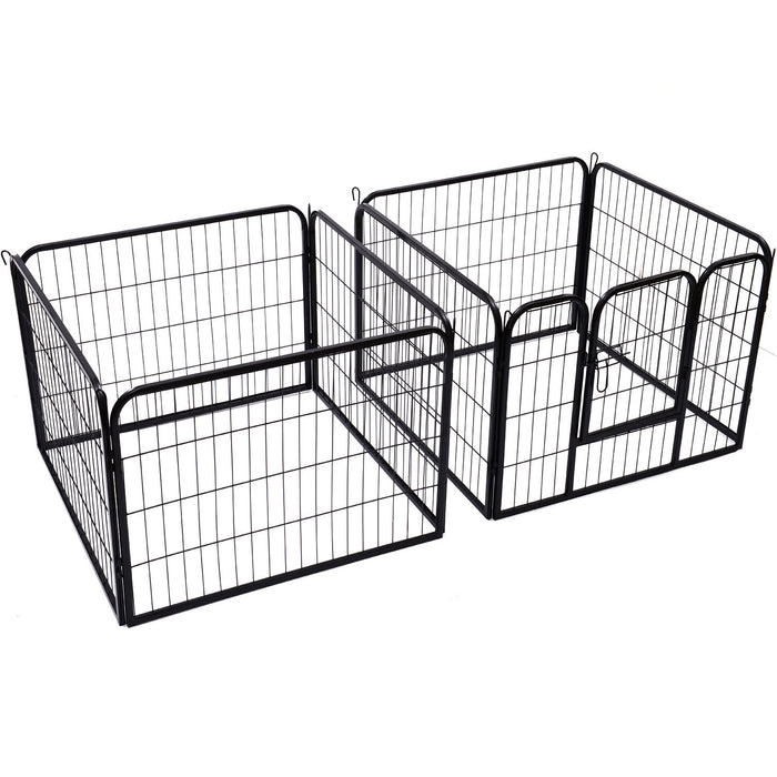 Heavy Duty Metal Playpen for Dogs, Puppies & Small Animals - Rabbit & Pig Hutch with Foldable Design, Black, 80x60cm - Secure Pet Play Area & Exercise Pen