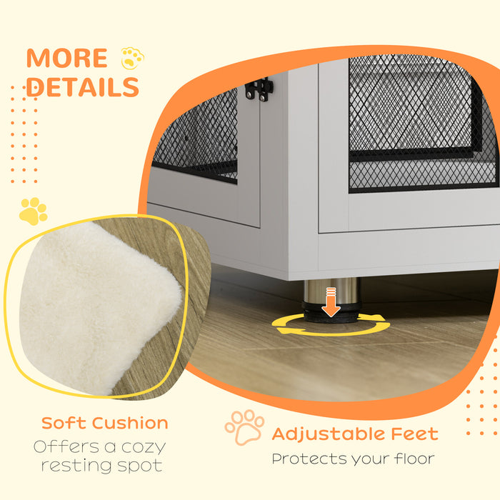 Dog Cage & Side Table Combo - 2-in-1 Design with Dual Entry and Comfy Cushion - Ideal for Large Dog Comfort and Home Decor Integration