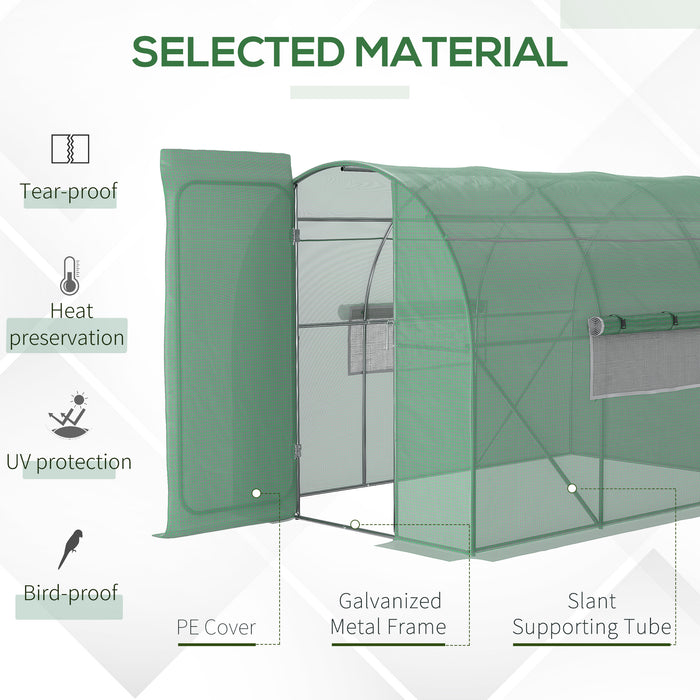 Spacious Walk-In Plant Greenhouse - Sturdy Galvanized Steel Frame & Hinged Metal Door with Mesh Windows, 3x2M - Ideal for Gardeners & Extended Growing Seasons