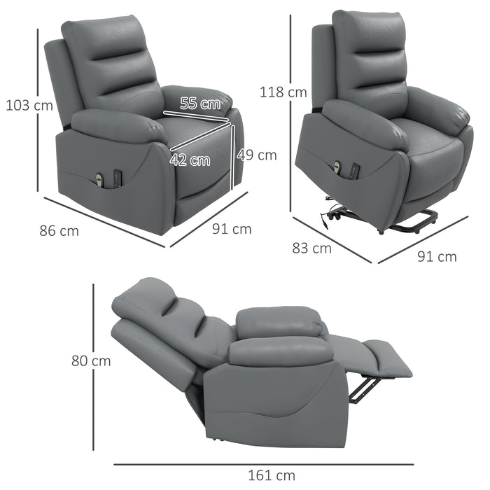 Luxurious PU Leather Electric Power Lift Recliner - Elderly-Friendly Chair with Vibration Massage and Side Pockets - Comfort and Support for Seniors