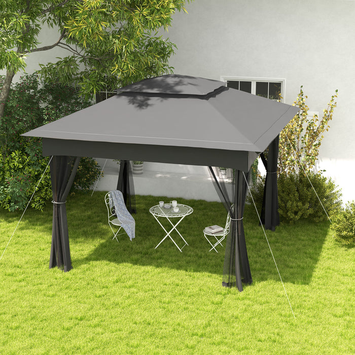 Pop-Up Gazebo with Double Roof and Netting - 3x3m Garden Tent for Outdoor Events, Includes Carry Bag - Ideal for Patio Parties and Outdoor Gatherings, Dark Grey