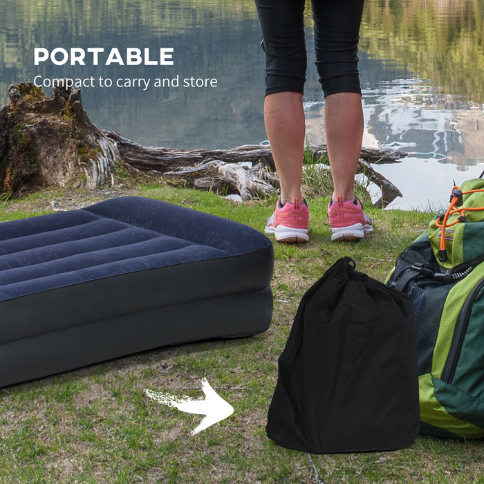 Inflatable Single Air Mattress - Built-in Electric Pump and Portable Design - Ideal for Camping and Overnight Guests