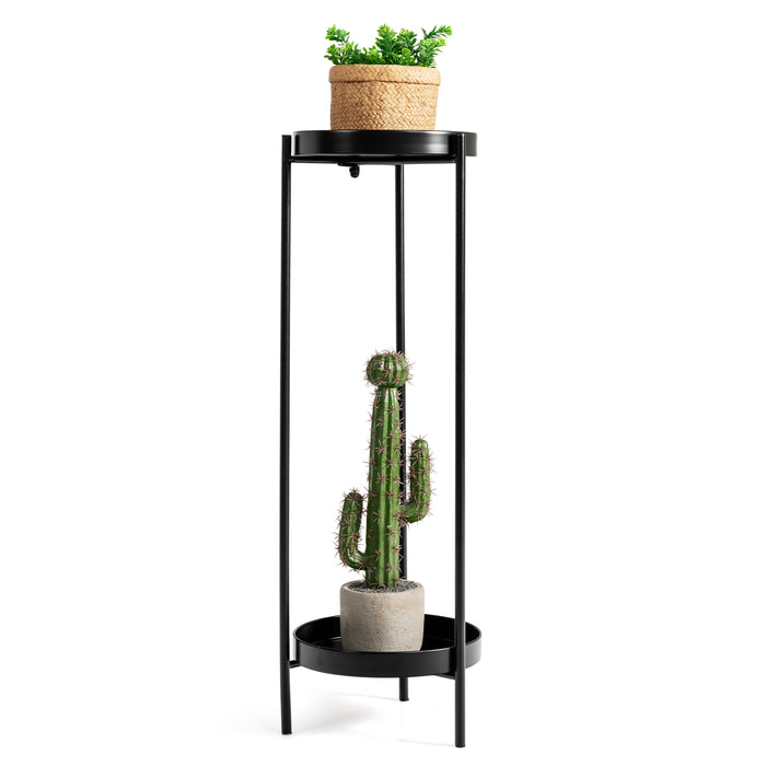 Metal Garden Plant Stand 2-Tier - Home and Patio Decor with Removable Trays - Ideal for Displaying Beautiful Plants and Flowers
