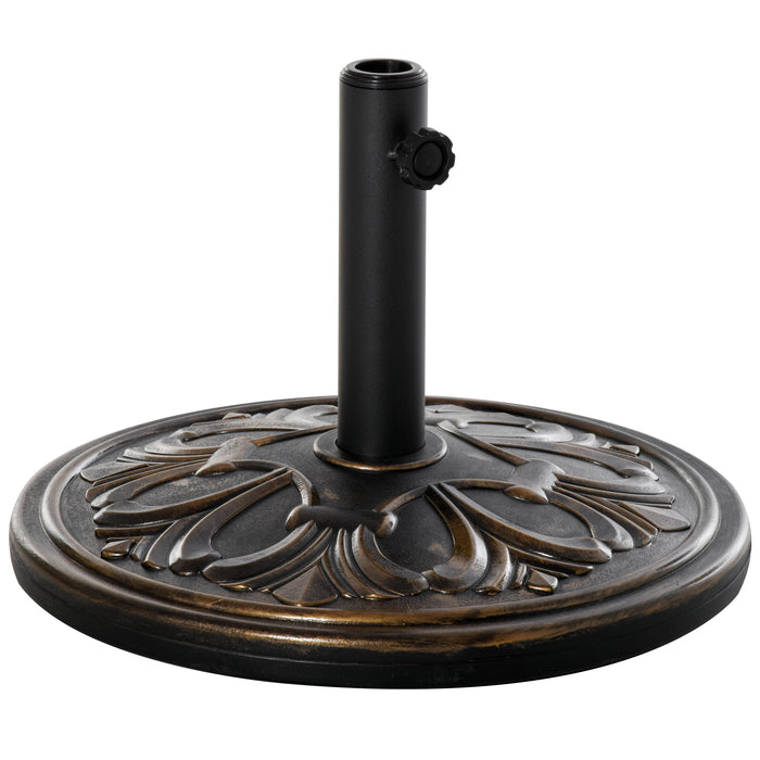 Round 13kg Bronze-Toned Umbrella Base - Heavy-Duty Outdoor Parasol Stand - Ideal for Garden Stability and Wind Resistance